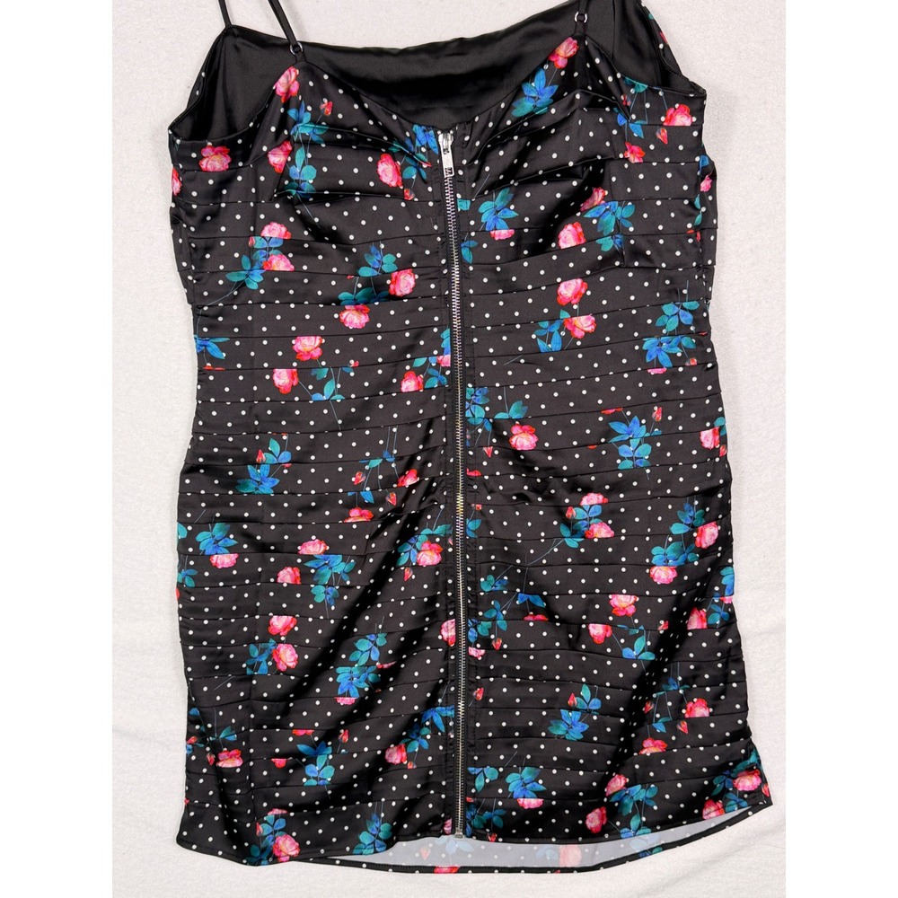 For Love & Lemons Posey Dress Women XL Black Floral Polka Dot Pleated Mini NEW - Picture 9 of 13